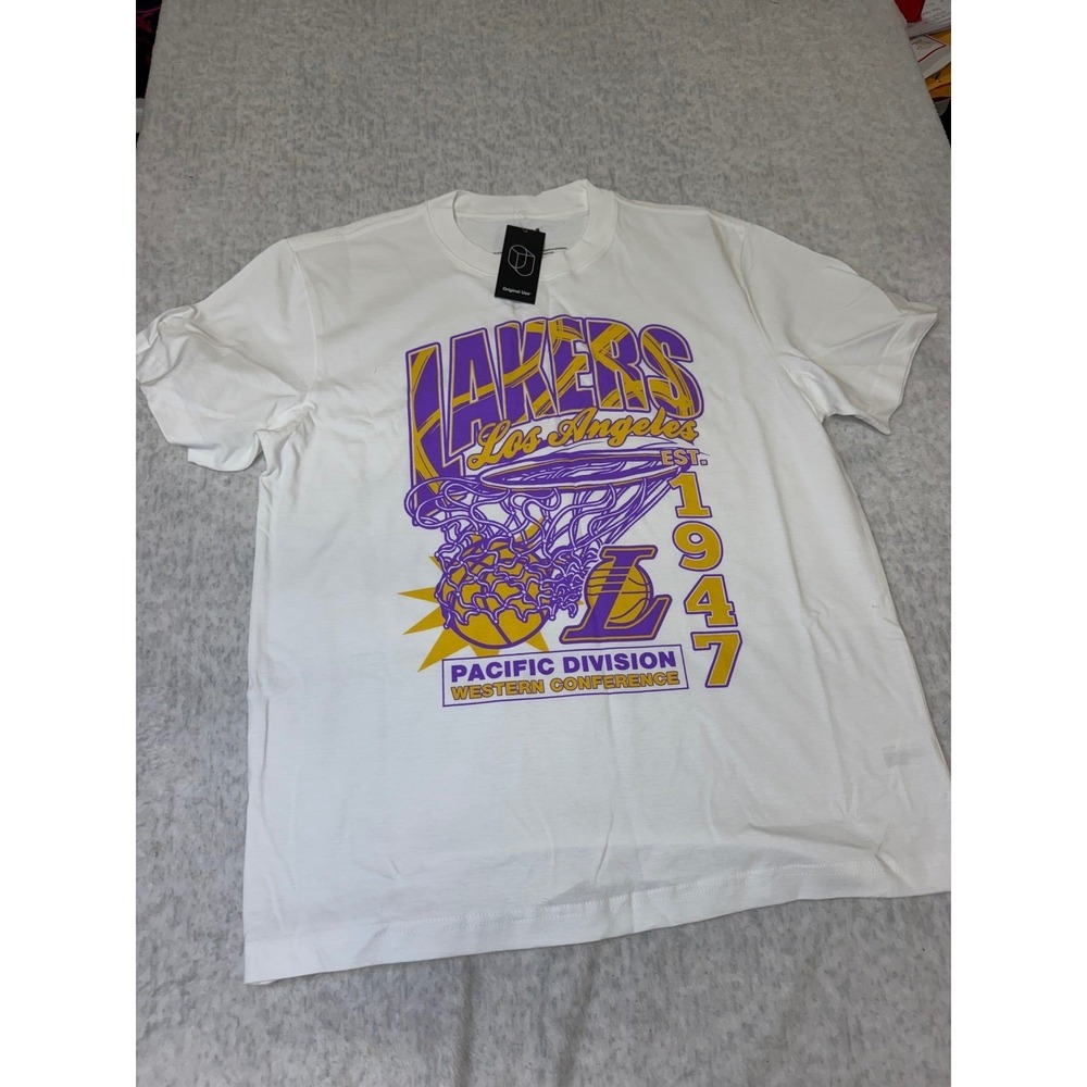 Original Use NBA Los Angeles Lakers Graphic Tee White Purple Gold Men Medium